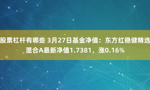 股票杠杆有哪些 3月27日基金净值：东方红稳健精选混合A最新净值1.7381，涨0.16%