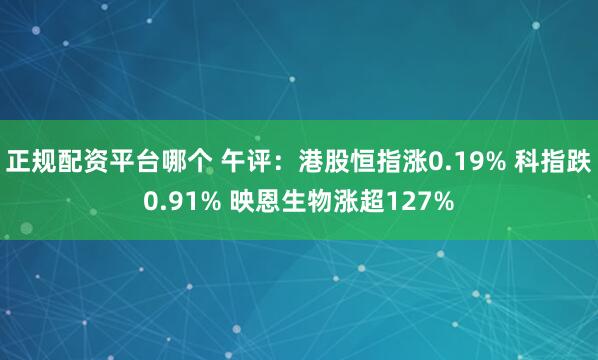 正规配资平台哪个 午评：港股恒指涨0.19% 科指跌0.91% 映恩生物涨超127%