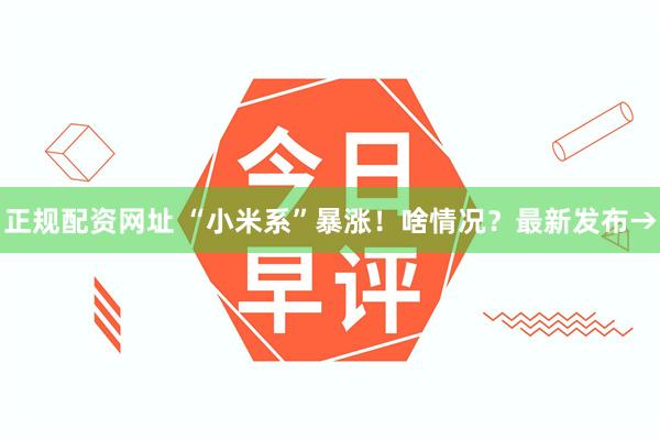 正规配资网址 “小米系”暴涨！啥情况？最新发布→