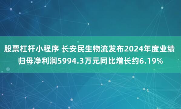 股票杠杆小程序 长安民生物流发布2024年度业绩 归母净利润5994.3万元同比增长约6.19%