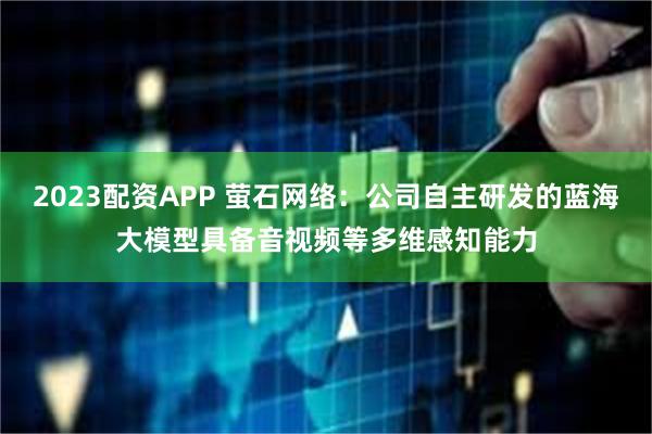 2023配资APP 萤石网络：公司自主研发的蓝海大模型具备音视频等多维感知能力