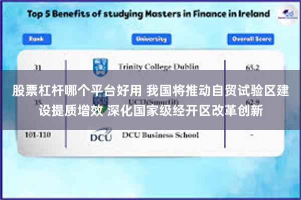 股票杠杆哪个平台好用 我国将推动自贸试验区建设提质增效 深化国家级经开区改革创新